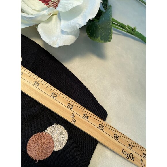 Vintage RUTH Strapless Black Dress Embroidered Polka Dot Design Side Zipper Sz 8 - Picture 3 of 10